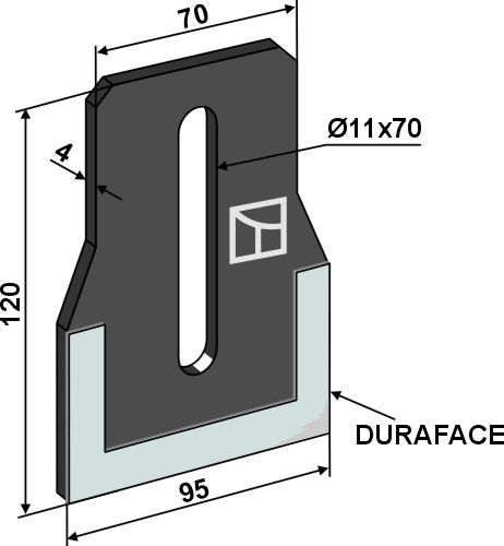 Abstreiferblech für Packerwalzen - DURAFACE 120 x 95 mm, passend für Maschio und Gaspardo