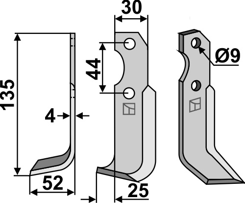 Fräsmesser 135x30mm, links, passend für Brumital-Agris