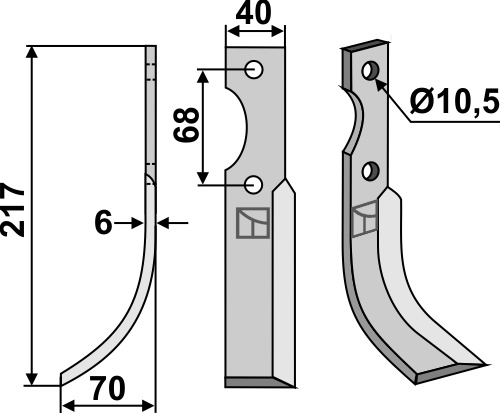 Fräsmesser 217x40mm, links, passend für Benassi