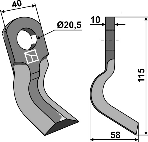 Y-Messer 115x40 mm, passend für Claas