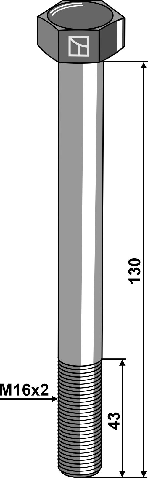 Sechskantschraube M16x2x130 ohne Mutter, passend für Tünnißen & Stocks