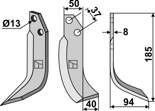 Fräsmesser 185x50mm, rechts, passend für JNC