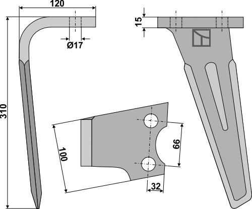 Kreiseleggenzinken links 310 mm x 100 mm, passend für Schmotzer und Seima