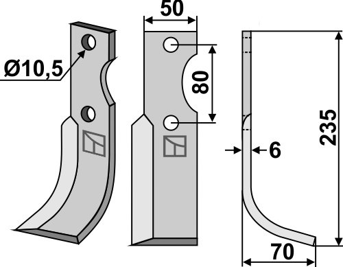 Fräsmesser 235x50mm, rechts, passend für Benassi