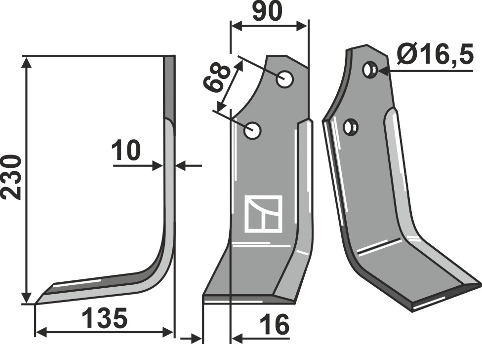 Fräsmesser 230x90mm, links, passend für Maschio/Gaspardo