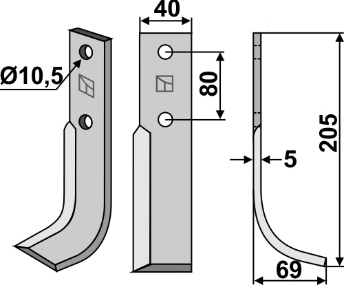 Fräsmesser 205x40mm, rechts, passend für FM-Matras