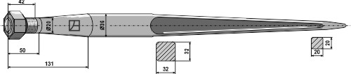 Zinken für Frontlader 1250 mm, passend für Kverneland