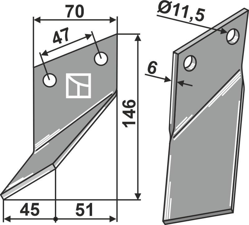 Rotorzinken 180x70mm, links, passend für Rotadairon