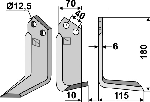 Fräsmesser 180x70mm, rechts, passend für Breviglieri/Breviagri