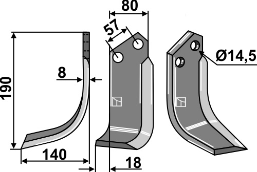 Fräsmesser 190x80mm, links, passend für Alpego