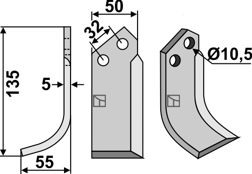 Fräsmesser 135x50mm, links, passend für Comeb