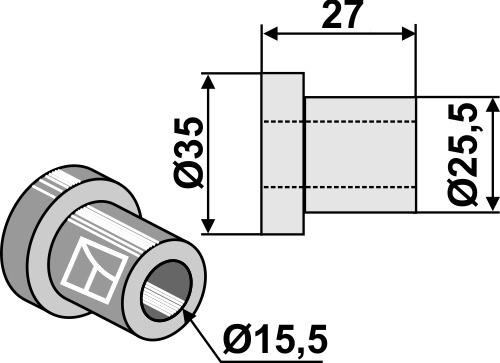Innenbuchse 27x15,5x25,5, passend für Bomford