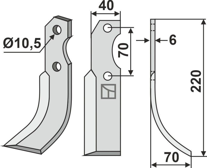 Fräsmesser 220x40mm, rechts, passend für Brumital-Agris