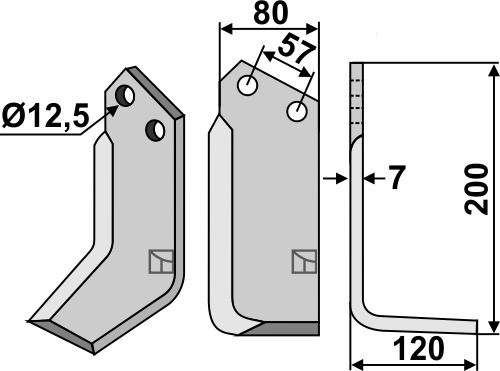 Fräsmesser 200x80mm, rechts, passend für Breviglieri/Breviagri