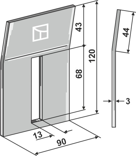 Abstreiferblech für Packerwalzen 120 x 90 mm, passend für Kverneland und Maletti