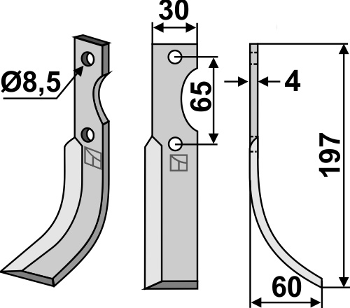Fräsmesser 197x30mm, rechts, passend für Bertolini, Eurosystem und mehr
