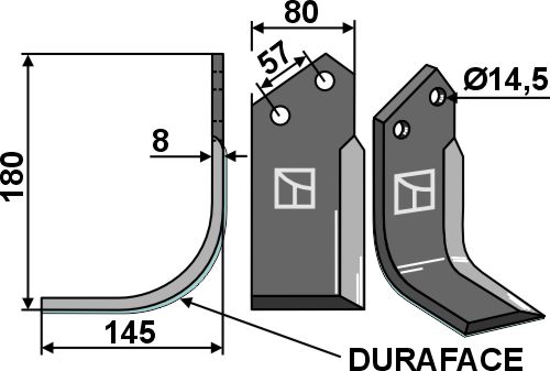 Fräsmesser 108x80mm, links - DURAFACE, passend für Breviglieri/Breviagri