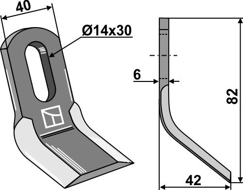 Y-Messer 82x40 mm, passend für Ferri