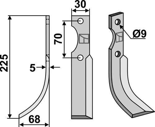 Fräsmesser 225x30mm, links, passend für Honda