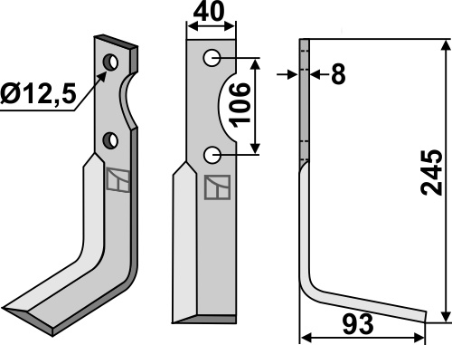 Fräsmesser 245x40mm, rechts, passend für Maletti