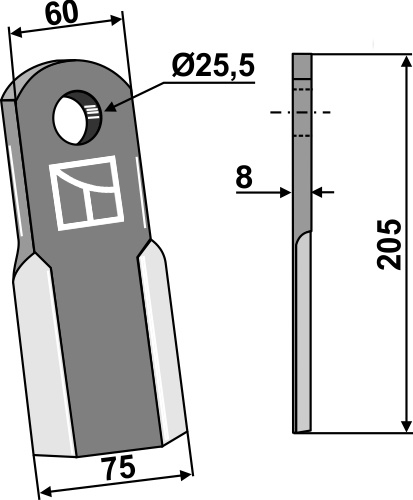 Gerades Messer 205x60 mm, passend für Becchio & Mandrile, palladino und mehr