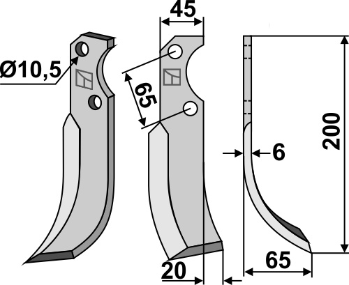 Fräsmesser 200x45mm, rechts, passend für Fort