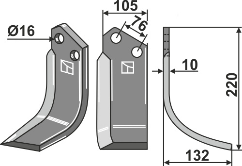Fräsmesser 220x105mm, rechts, passend für Kuhn