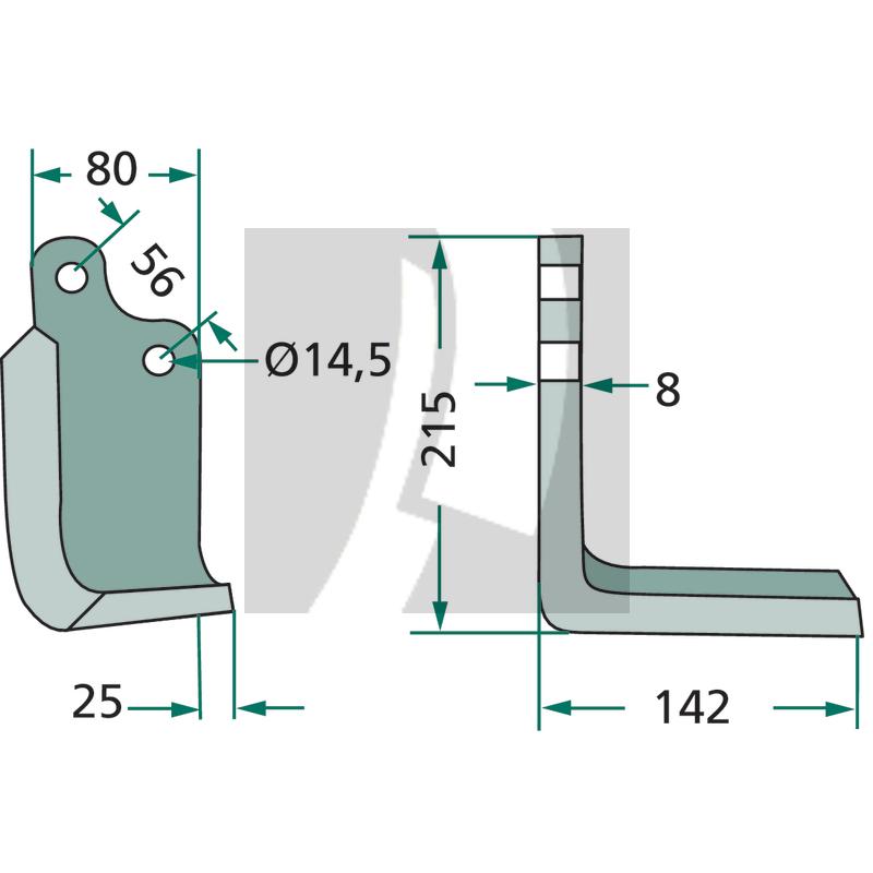Winkelmesser rechts, Typ B / BI / C / SC Winkelmesser rechts, Typ B / BI / C / SC