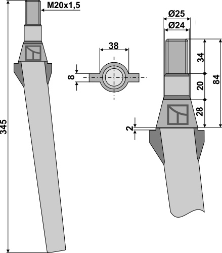 Kreiseleggenzinken 345 mm, passend für Pedrotti