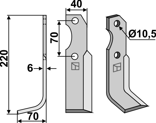 Fräsmesser 220x40mm, links, passend für Brumital-Agris