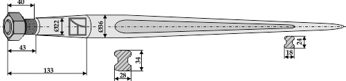 Zinken für Frontlader 1000 mm, passend für Baas-Trima