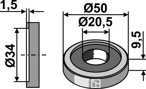 Scheibe 50x9,5x20,5, passend für Mc Connel