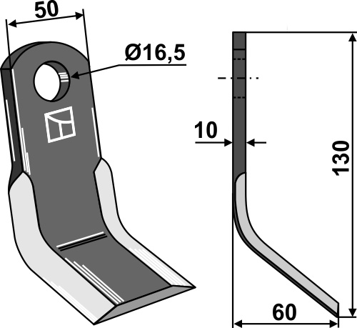 Y-Messer 130x50 mm, passend für agricom