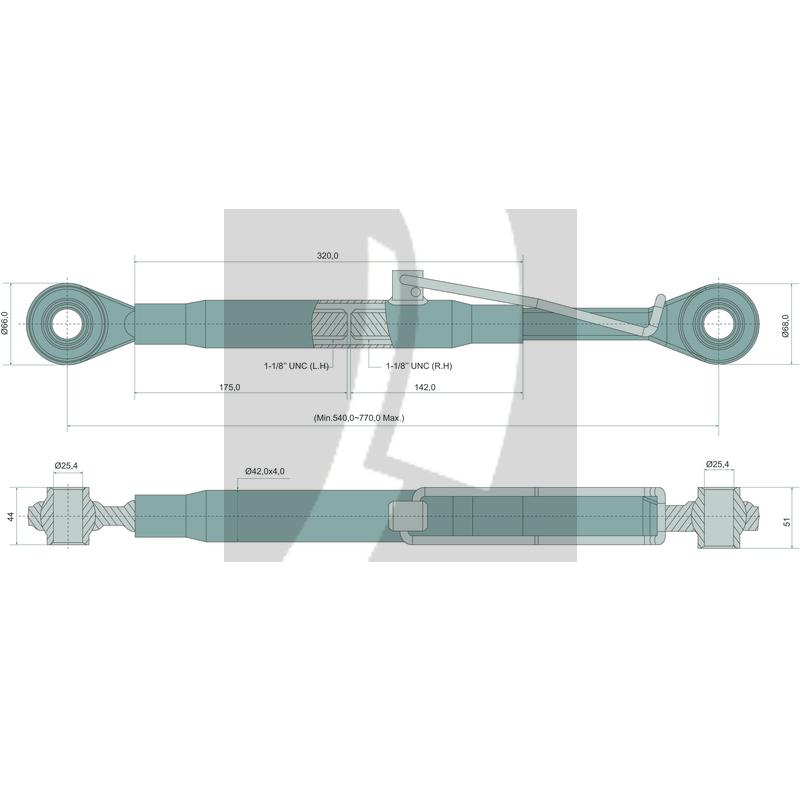 Mechanischer Oberlenker John Deere 540 / 770 mm