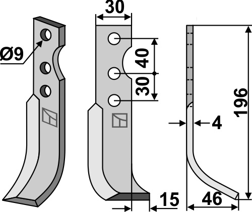 Fräsmesser 196x30mm, rechts, passend für Solo