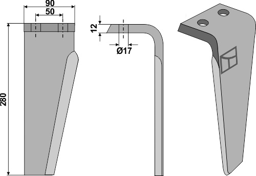 Kreiseleggenzinken rechts 280 mm x 90 mm, passend für Muratori