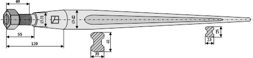 Steingabelzinken 1000 mm, passend für Kverneland