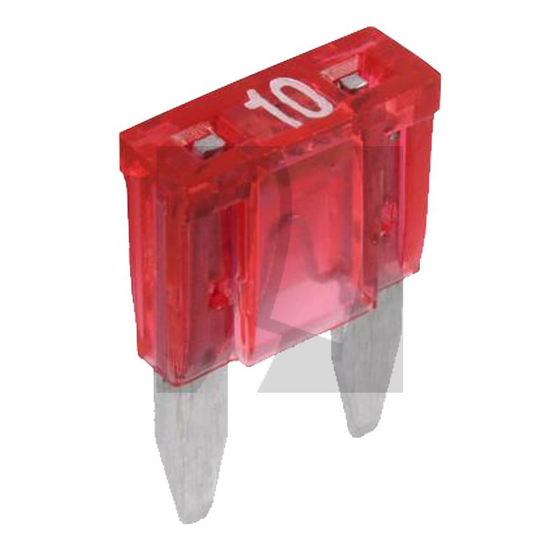 GRANIT Flachstecksicherungen, Mini, mit Warnlic 32 V max. / 10 A | rot | VPE 10 | Blister