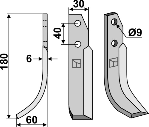 Fräsmesser 180x30mm, links, passend für NibbiBruno