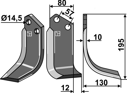 Fräsmesser 195x80mm, rechts, passend für Celli