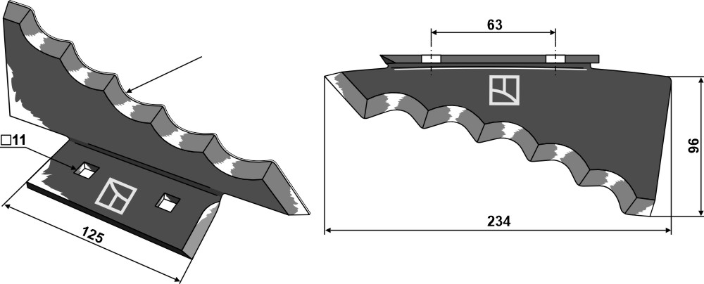 Messer für Futtermischwagen - Hartmetallbeschichtet, rechts, passend für Keenan