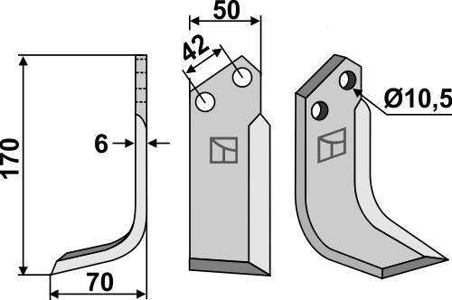 Fräsmesser 170x50mm, links, passend für NibbiBruno