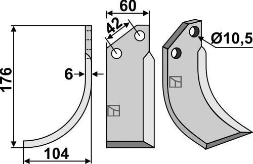 Fräsmesser 176x60mm, links, passend für Fort, Goldoni und mehr