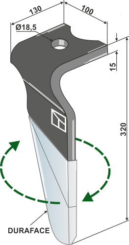 Kreiseleggenzinken (DURAFACE), rechts 320 x 15 mm, passend für Kverneland und Maletti