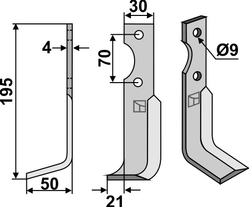 Fräsmesser 195x30mm, links, passend für Agria