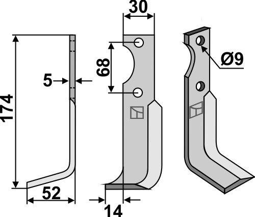 Fräsmesser 174x30mm, links, passend für Barbieri