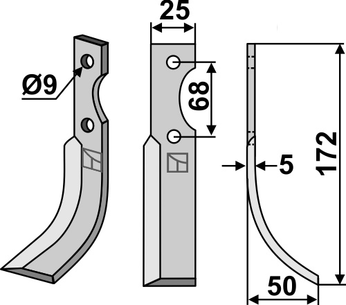 Fräsmesser 172x25mm, rechts, passend für Pasquali