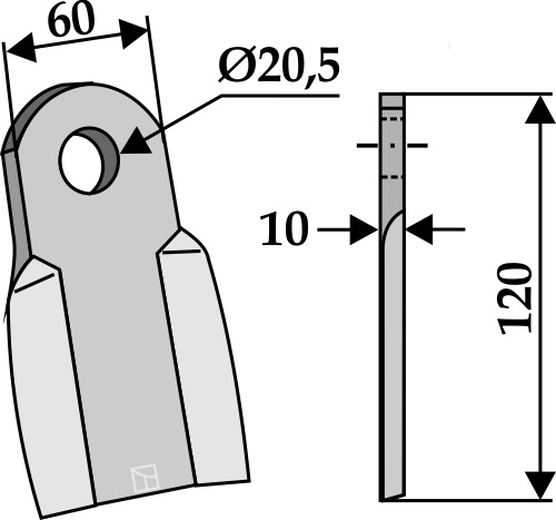Gerades Messer 120x60 mm, passend für Zappator