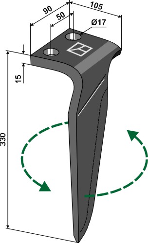 Kreiseleggenzinken, links 330 mm x 90 mm, passend für Maschio und Gaspardo