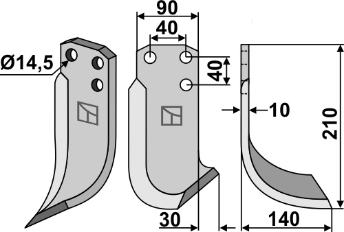 Fräsmesser 210x90mm, rechts, passend für Tortella